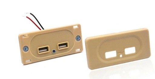 ŁADOWARKA SAMOCHÓD DO ZABUDOWY KAMPER Z DWOMA PORTAMI USB GNIAZDO SREBRNA