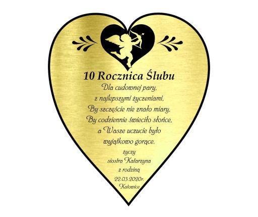 Tabliczka PAMIĄTKA Ślubu ROCZNICA ŚLUBU grawer10x8