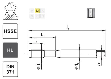 Метчик машинный М6 DIN-371B HSSE INOX FANAR
