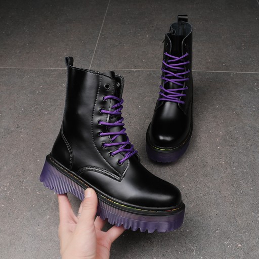 41 PLATFORMA CZARNE GLANY WORKERY KOTURNA BOTKI DAMSKIE EMO GOTH PUNK