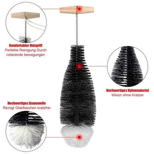 Soda Stream Bottle Brush With Beechwood Handle Glassware Jars Cleaner Kitch