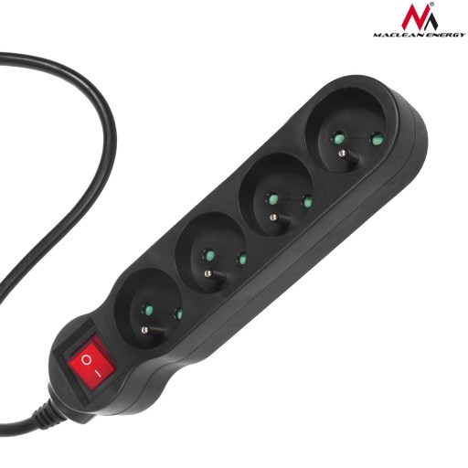 Przedłużacz 4 gniazda z wyłącznikiem czarny 2300W 1,4 m MCE180
