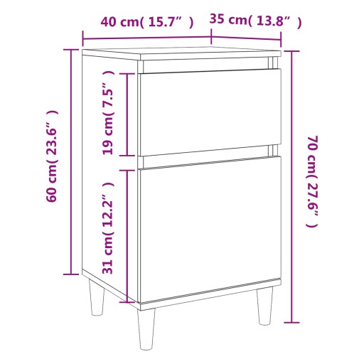 vidaXL Прикроватная тумбочка Белый 40x35x70 см