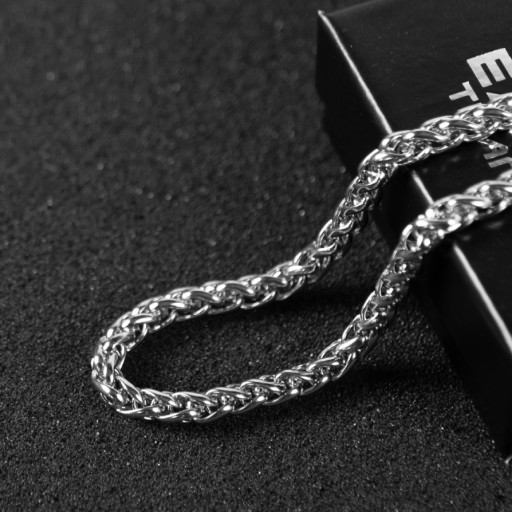 СЕРЕБРЯНЫЙ ТИТАНОВЫЙ КУЛОН ЖЕТОН WAVE XL КОНЬЯК + ЦЕПЬ И КОРОБКА
