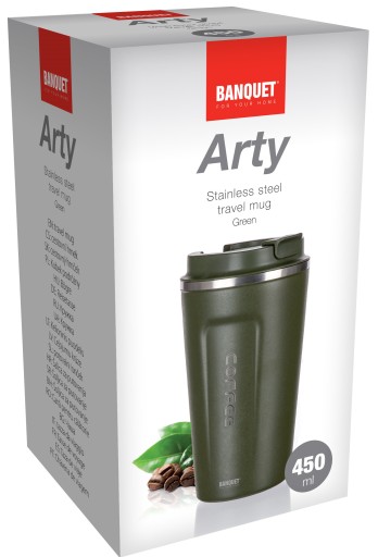 KUBEK TERMICZNY TERMOS 450ML NA KAWĘ HERBATĘ STALOWY BIDON ARTY BANQUET
