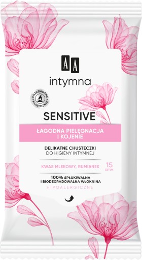 Салфетки для интимной гигиены AA Intymna Sensitive, 15 шт.