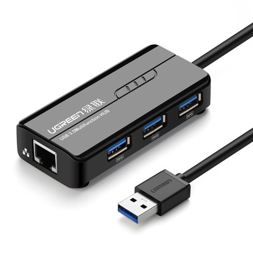UGREEN — сетевой адаптер Ethernet с USB-концентратором — RJ45 1000 Мбит/с / 3 порта USB 3.0