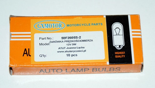 ŻARÓWKA PRĘDKOŚCIOMIERZA/POZYCYJNA 12V 3W - BEZ ECE