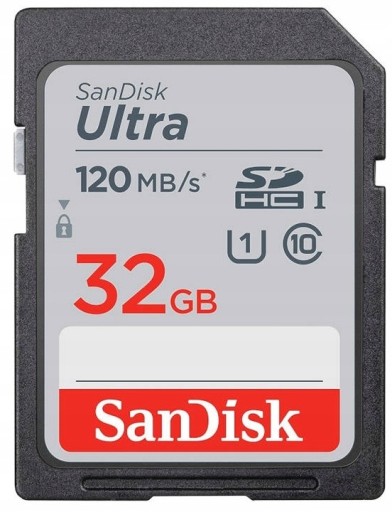 Карта памяти SanDisk ULTRA SDHC 32 ГБ, 120 МБ/с, UHS-1, КЛАСС 10, надежность