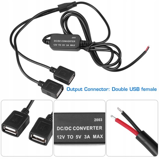 2 USB 5В 3А ПРЕОБРАЗОВАТЕЛЬ НАПРЯЖЕНИЯ 12В/24В постоянного тока