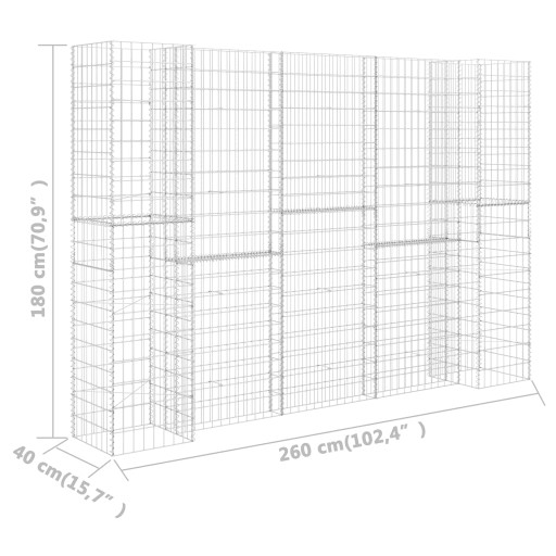 KOSZ GABION DONICA GABIONOWY ŚCIANA Gabionowa Siatka 260x40x180 cm