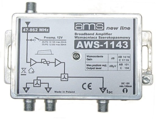 АНТЕННЫЙ УСИЛИТЕЛЬ AWS-1143 17/19дБ