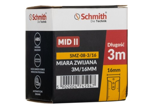 SCHMITH МЕТРОВКА, РУЛОННАЯ МЕРНАЯ ЛЕНТА 3 м × 16 мм