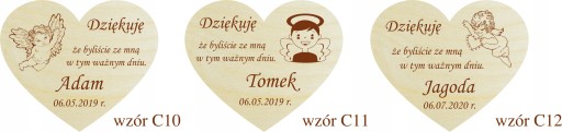 Крещение Благодарность гостям Сердечки 10 шт.