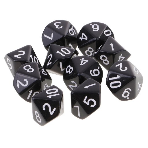 20 10-гранных кубиков D10.