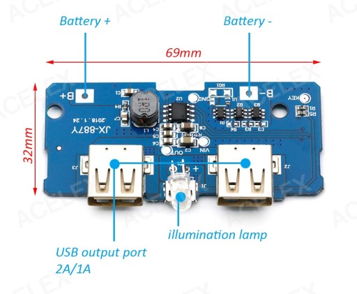 Powerbank 2xUSB 5V 2A модуль управления питанием