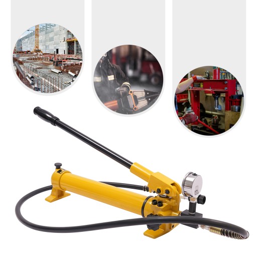 Hydrauliczna Pompa Ręczna Żółta (Z Manometrem) 700bar Pojemność Oleju 700cc
