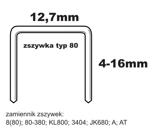 Zszywki tapicerskie do zszywacz taker TYP 80 / GA21 / 380 16mm 10tys CZARNE