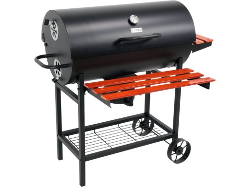 GRILL OGRODOWY WĘGLOWY Z POKRYWĄ TERMOMETREM I PÓŁKAMI na DZIAŁKĘ OGRÓD