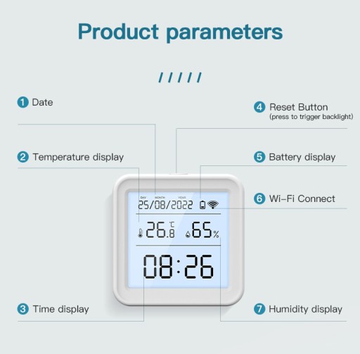 Термометр-гигрометр TH08 LCD TUYA Smart WIFI BT