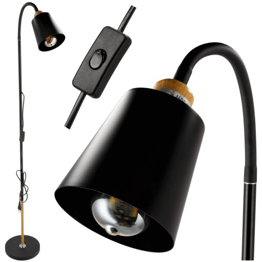 LED ТОРШЕР 150СМ ЧЕРНЫЙ LOFT 1xE27 с выключателем