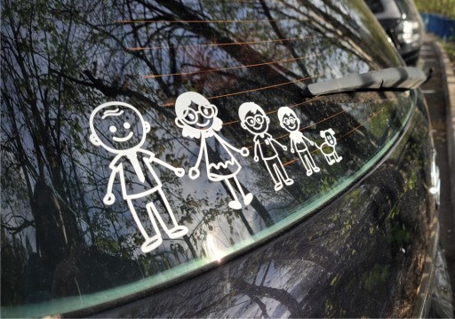 Naklejka na auto RODZINA Dzieci Wiozę Cały Mój Świat *WZORY *KOLORY *23cm