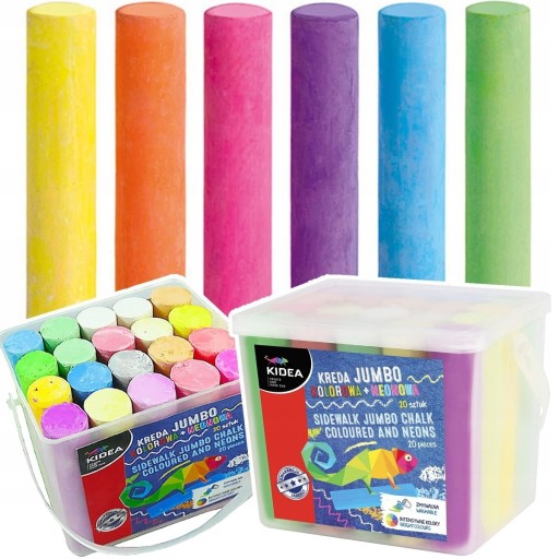 KIDEA COLORUL NEON ДОРОЖНЫЙ МЕЛ 20 шт, ТОЛСТЫЙ JUMBO