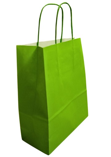 Torba torebka papierowa z uchwytem kraft 250x110x320 zielona 10szt.