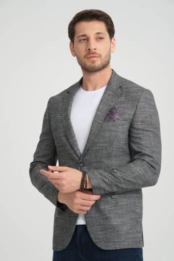 Marynarka męska szara melanżowa wizytowa elegancka turecka casual 48