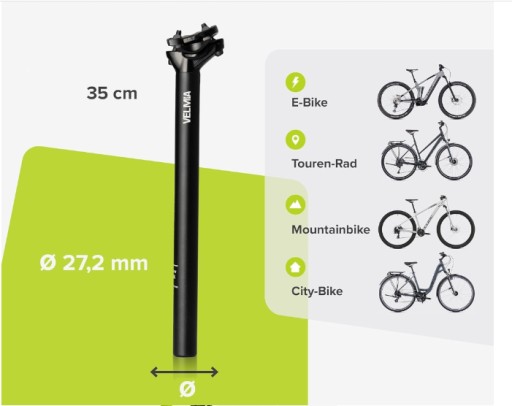 Sztyca Rowerowa VELMIA 27.2 Łatwy Montaż Regulacja Wysokości