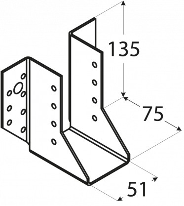 WB11 БАЛКА ПОДВЕСКА, КРОНШТЕЙН, КАРПАНСОВОЕ СОЕДИНЕНИЕ, СТРОИЛЫ 51x135x75, ОЦИНКОВАННЫЕ СЕРТИФИКАТЫ