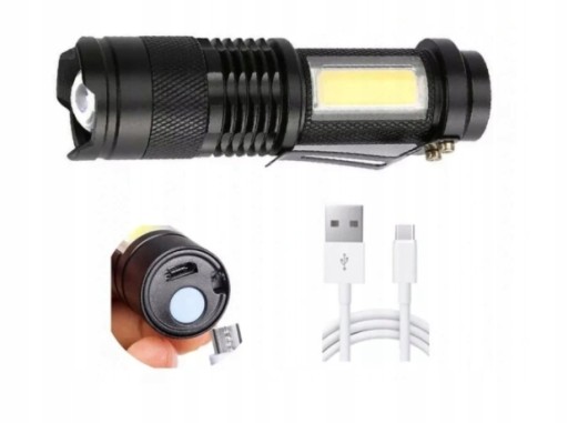 СВЕТОДИОДНЫЙ ФАКАР ZOOM XPE COB + COB USB + КАБЕЛЬ