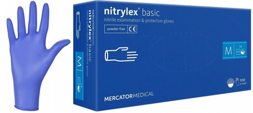 RĘKAWICE NITRYLOWE BEZPUDROWE JEDNORAZOWE NITRYLEX BASIC DARK BLUE M 100Szt