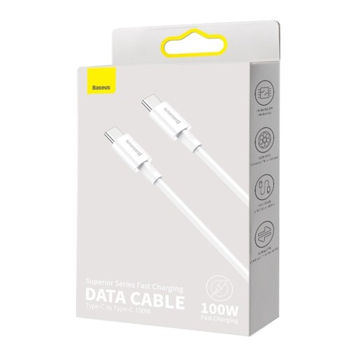 Кабель Baseus USB type C - USB type C, 2 м, белый