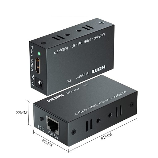КОНВЕРТЕР-ЭКСТЕНДЕР HDMI-LAN ЧЕРЕЗ ВИТОЙ КАБЕЛЬ RJ45 ДЛИНОЙ 60М