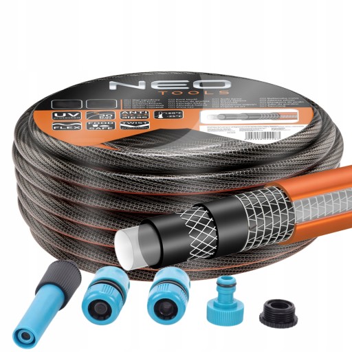 САДОВЫЙ ШЛАНГ NEO НЕСКРУЧЕННЫЙ 6-СЛОЙНЫЙ 30 БАР 1/2'' 20 М + коннекторы ПОЛИЦ.