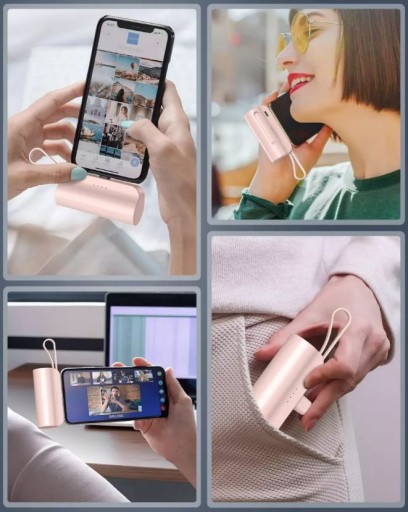 ПОРТАТИВНОЕ ЗАРЯДНОЕ УСТРОЙСТВО MINI POWER BANK 5000 МАч КАРМАННОЕ POWERBANK ПОРТ ДЛЯ IPHONE РОЗОВОЕ