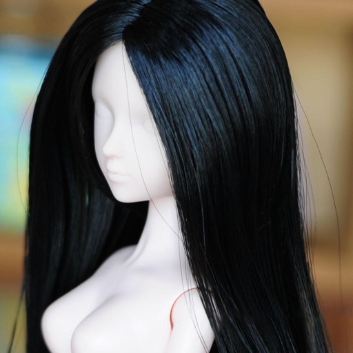 Exquisit 1/6 Girl Head Sculpt, черные прямые волосы