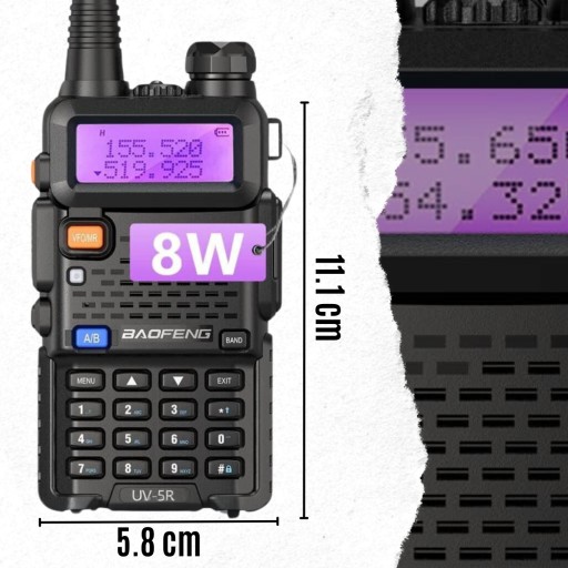BAOFENG UV-5R 8W PMR FM РАЦИЯ РАДИОТЕЛЕФОН + ТРУБКА