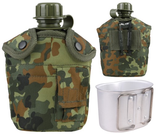 Военно-туристическая столовая с чашкой 1л 1QT MIL-TEC BW Flecktarn