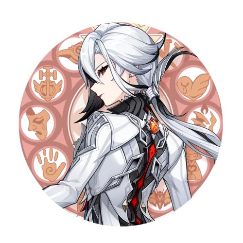 Булавка Genshin Impact Arlecchino 58 мм, подарок фанату