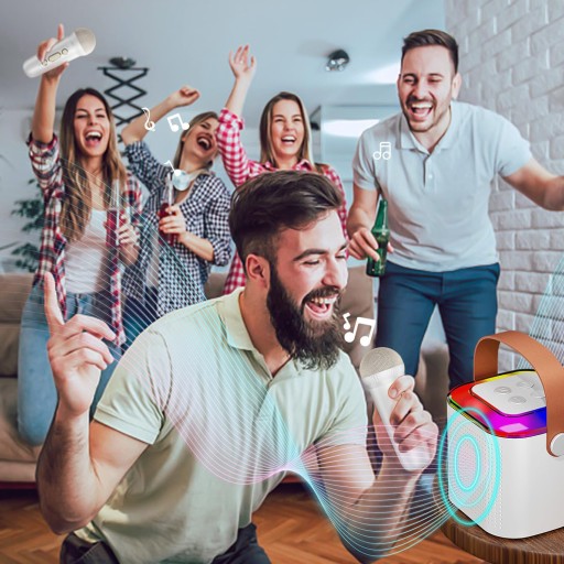 НАБОР КАРАОКЕ БЕСПРОВОДНАЯ ДИНАМИКА BLUETOOTH ДЛЯ ВЕЧЕРИНКИ + 2 МИКРОФОНА