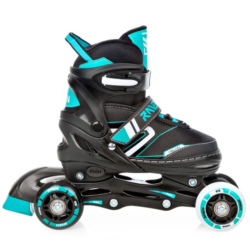 Rolki Łyżwy Wrotki 4w1 Regulowane RAVEN Helixi Black/Mint 34-37 Kółko LED