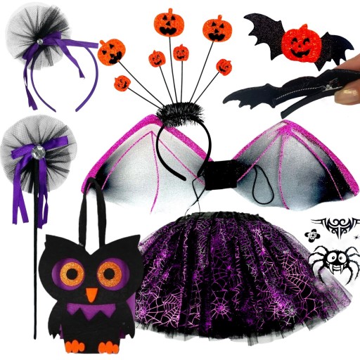 PAJĘCZARKA Magiczna Czarownica NIETOPERZ SKRZYDEŁKA TUTU HALLOWEEN
