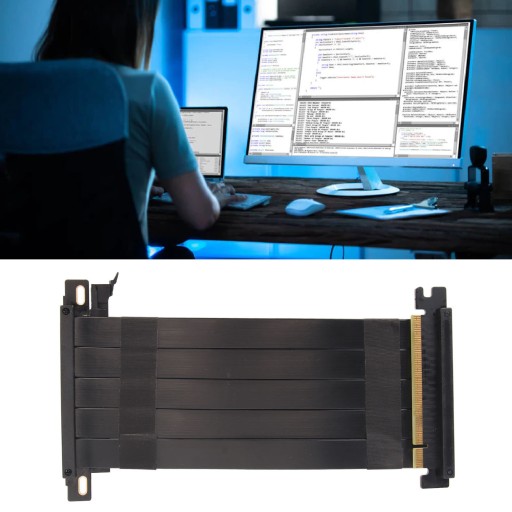 ЛЕНТА PCI-E PCIE 4.0 20 СМ, ЧЕРНАЯ