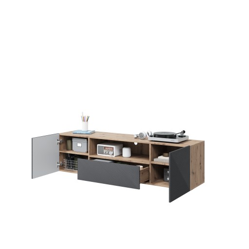 SAFKA PÓŁKA RTV WISZACA POD TELEWIZOR do salonu Asha LOFT DĄB ARTISAN 167CM