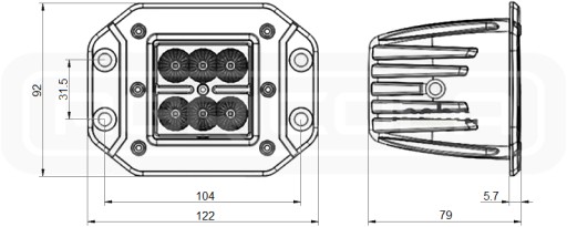 Lampa robocza 4xLED 600 LM 14W + podłączenie