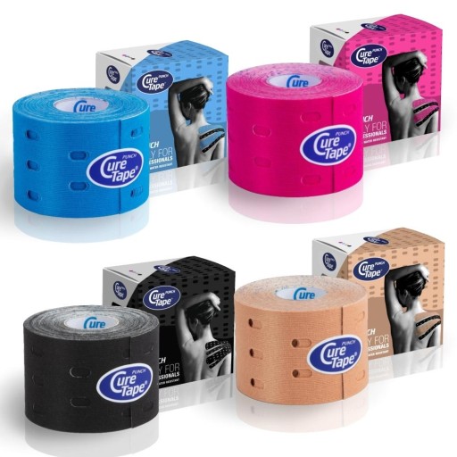 Кинезиологический тейп CureTape PUNCH ЛИМФАТИЧЕСКИЙ тейп с отверстиями БЕЖЕВЫЙ