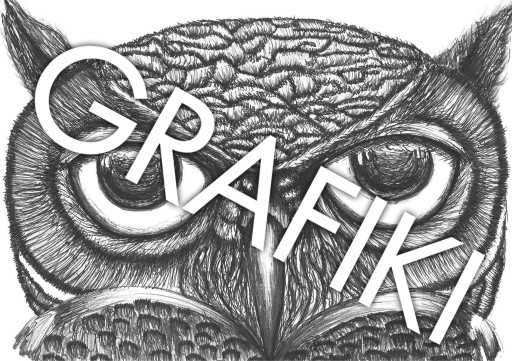 SOWY sówki grafika PLAKAT obraz ORYGINAŁ format A4