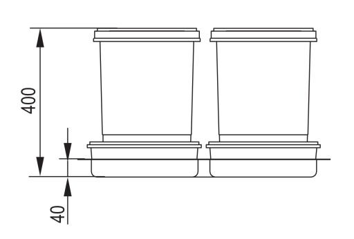 КРУИЗ Контейнер для мусора для ящика PRAKTIKO 60 20+2x9л h- 40см